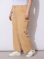 Women Beige Multi Pocket Cargo Pants