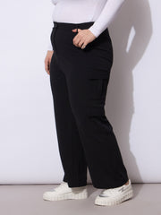 Women Black Multi Pocket Cargo Pants