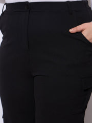Women Black Multi Pocket Cargo Pants