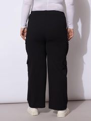Women Black Multi Pocket Cargo Pants