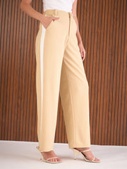 Women Beige Side Tape Pants