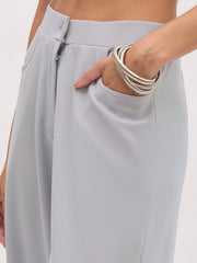 Women Grey Cross Pocket Straight Pants