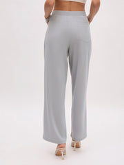 Women Grey Cross Pocket Straight Pants