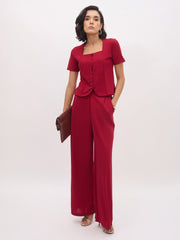 Women Maroon Cross Pocket Pants