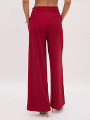 Women Maroon Cross Pocket Pants