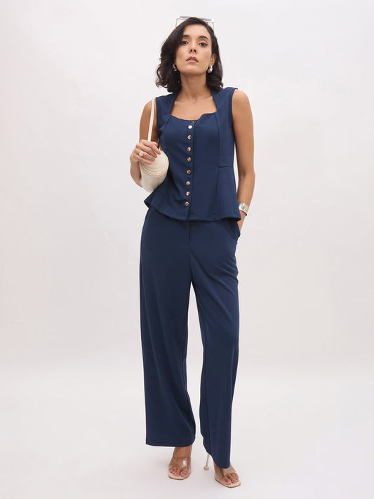 Women Blue Cross Pocket Pants