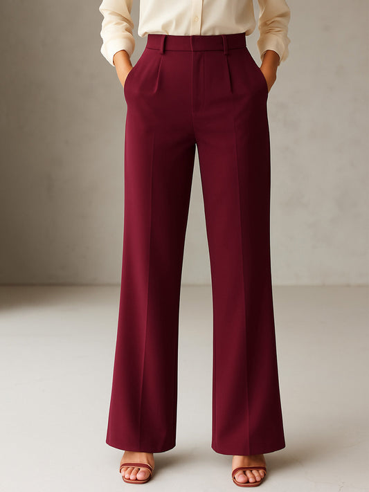 Women Burgundy Cross Pocket Pants