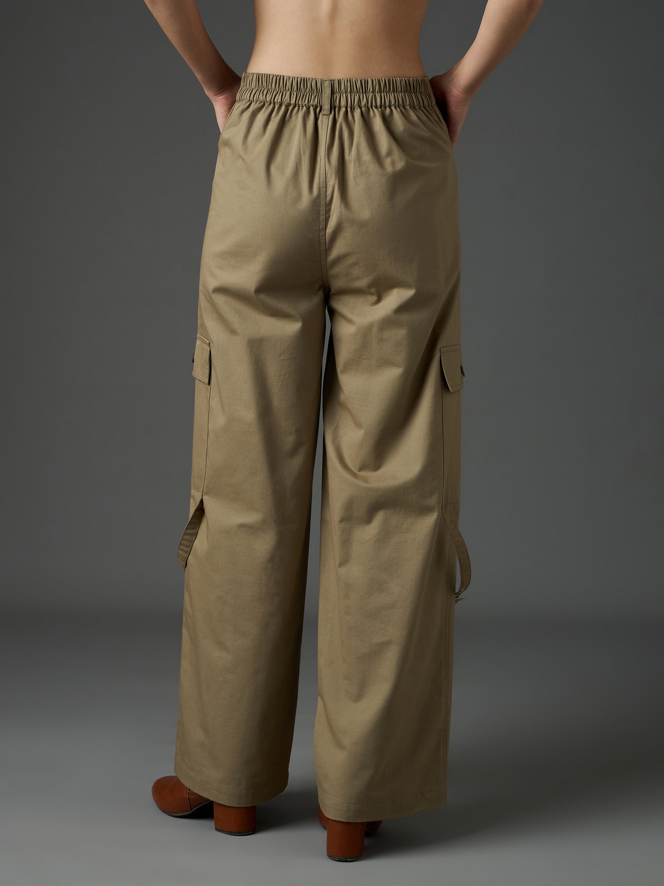 Pastel Olive Twill Pocket Loop Detail Cargo Pants SASSAFRAS