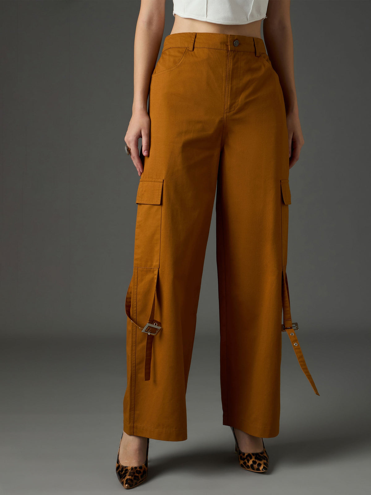 Tan Twill Pocket Loop Detail Cargo Pants SASSAFRAS
