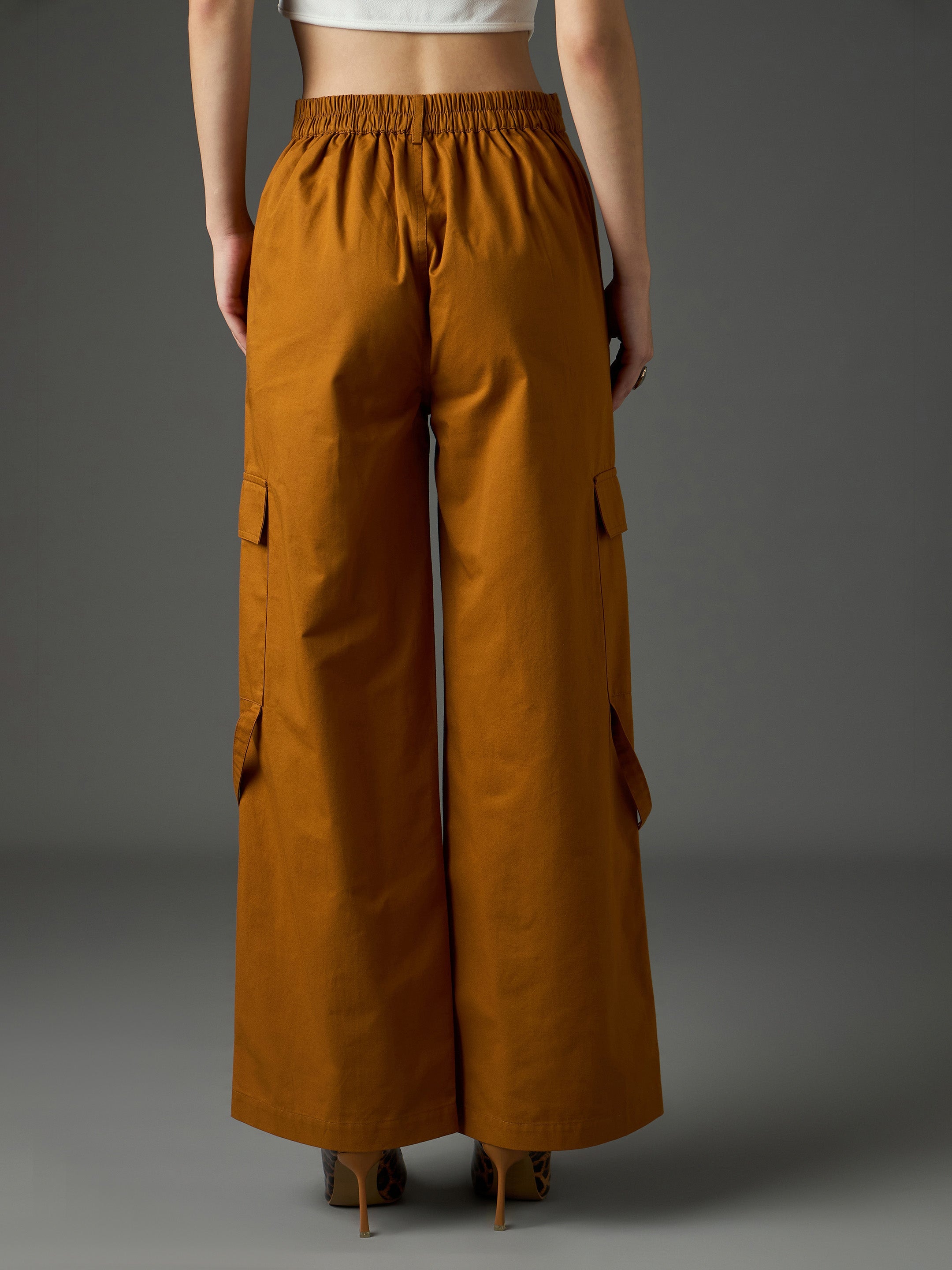 Tan Twill Pocket Loop Detail Cargo Pants SASSAFRAS