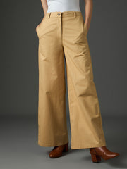 Beige Twill Flared Pants SASSAFRAS