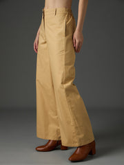 Beige Twill Flared Pants SASSAFRAS