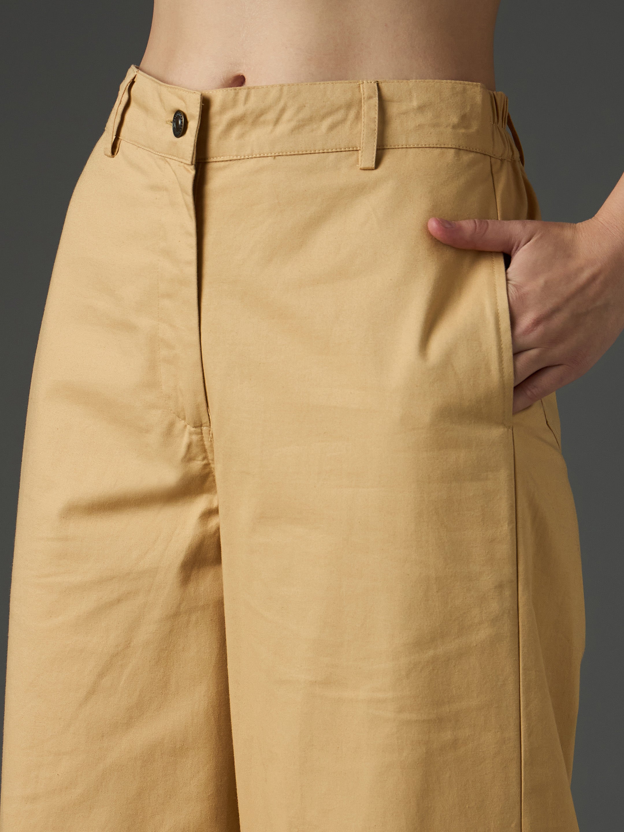 Beige Twill Flared Pants SASSAFRAS