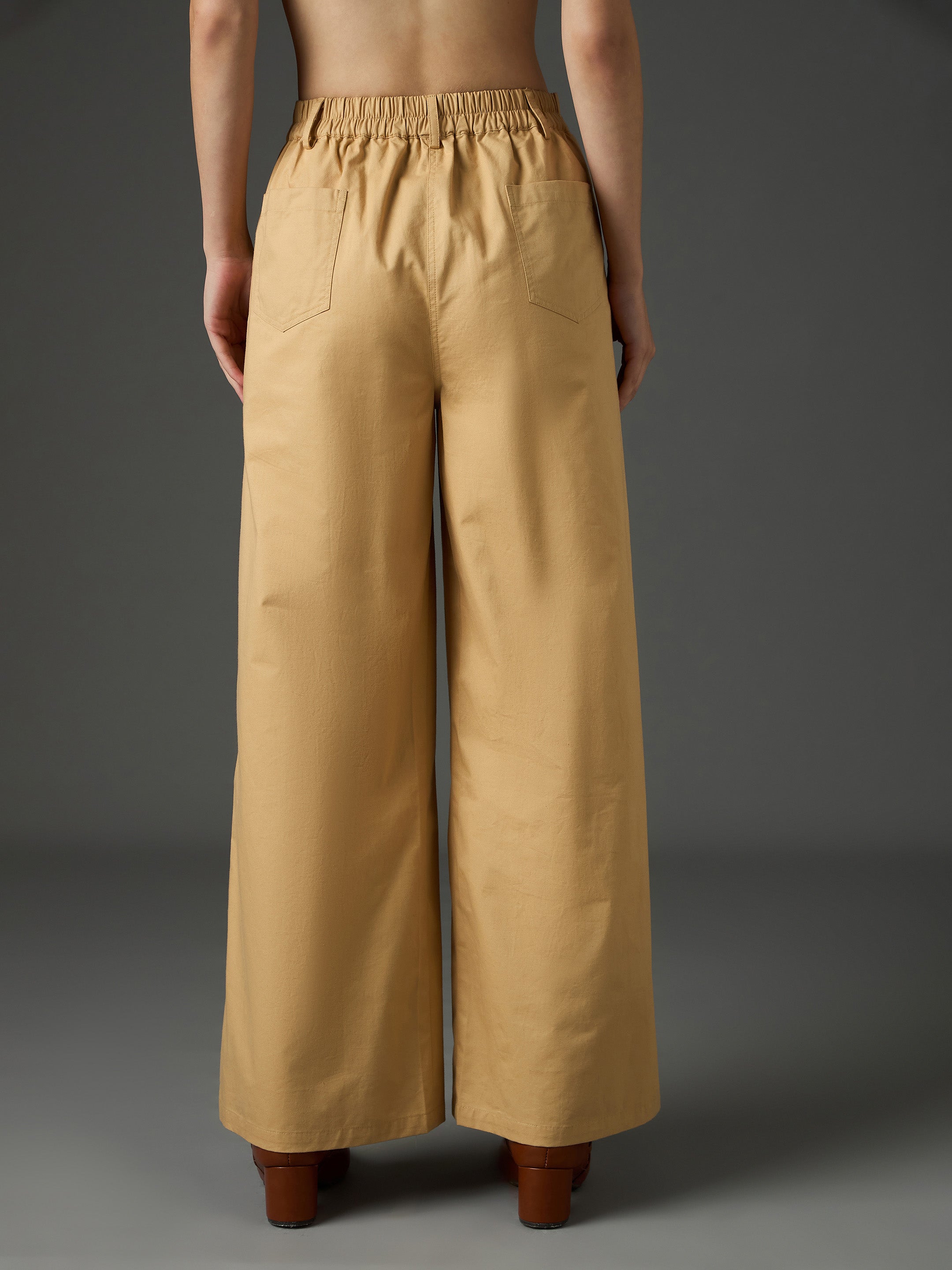 Beige Twill Flared Pants SASSAFRAS