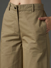 Pastel Olive Twill Flared Pants SASSAFRAS