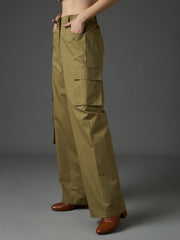 Olive Twill Box Pocket Straight Cargo Pants SASSAFRAS