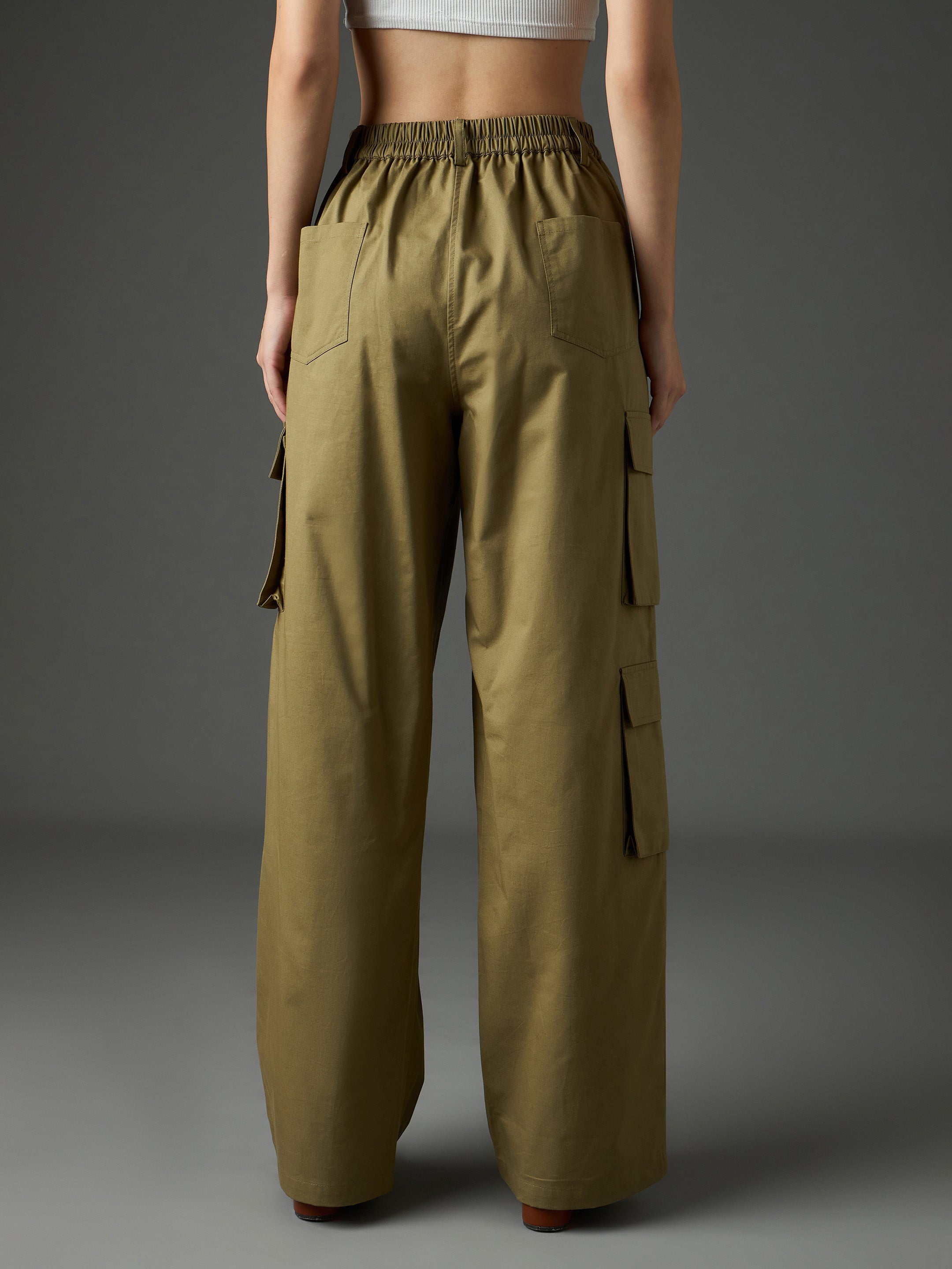 Olive Twill Box Pocket Straight Cargo Pants SASSAFRAS