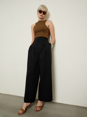 Black Inverted Pleat Relax Fit Korean Pants SASSAFRAS BASICS