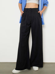 Black Pleated Double Loop Korean Pants SASSAFRAS BASICS