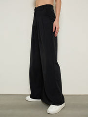 Black Pleated Double Loop Korean Pants SASSAFRAS BASICS