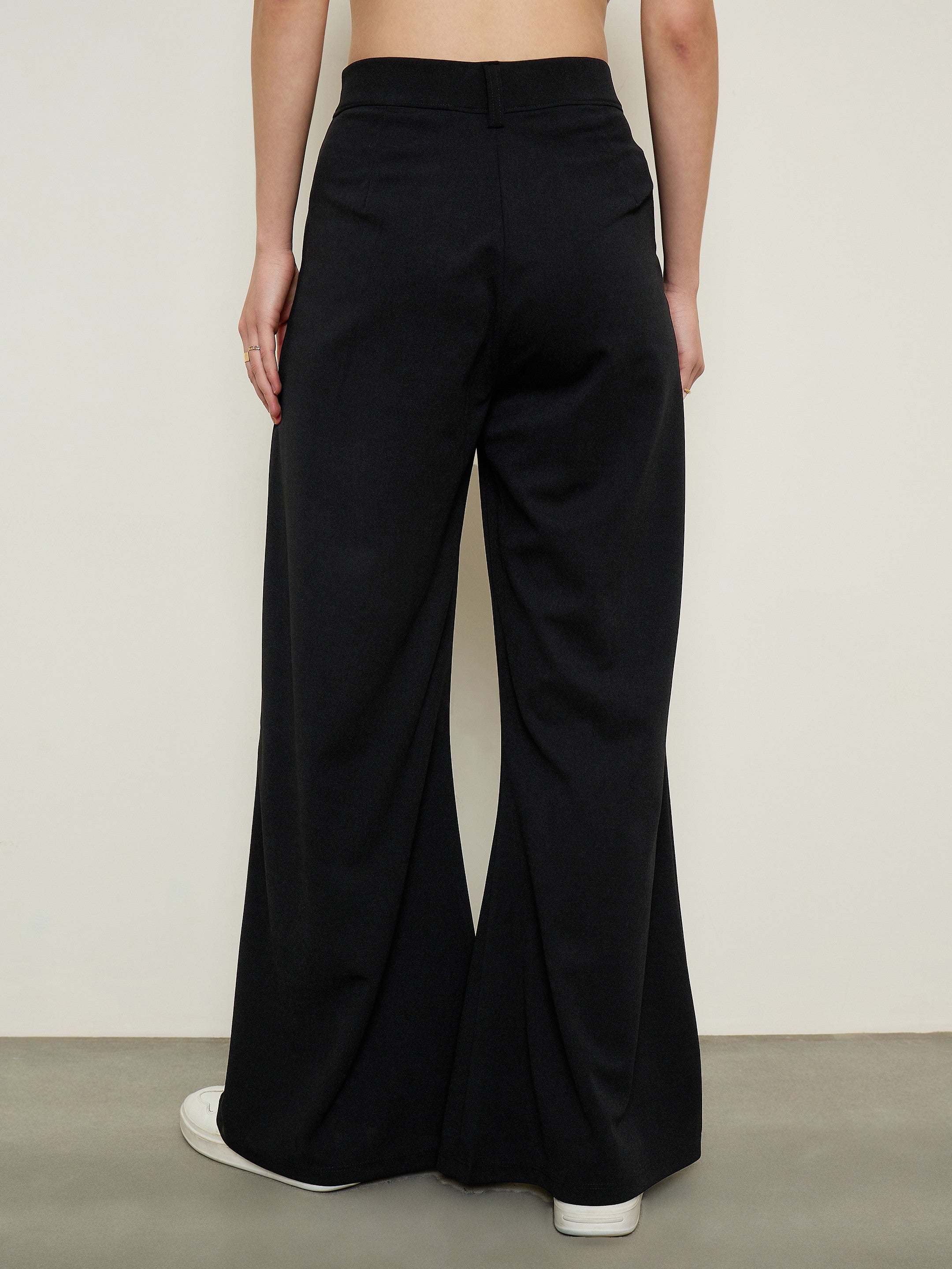Black Pleated Double Loop Korean Pants SASSAFRAS BASICS