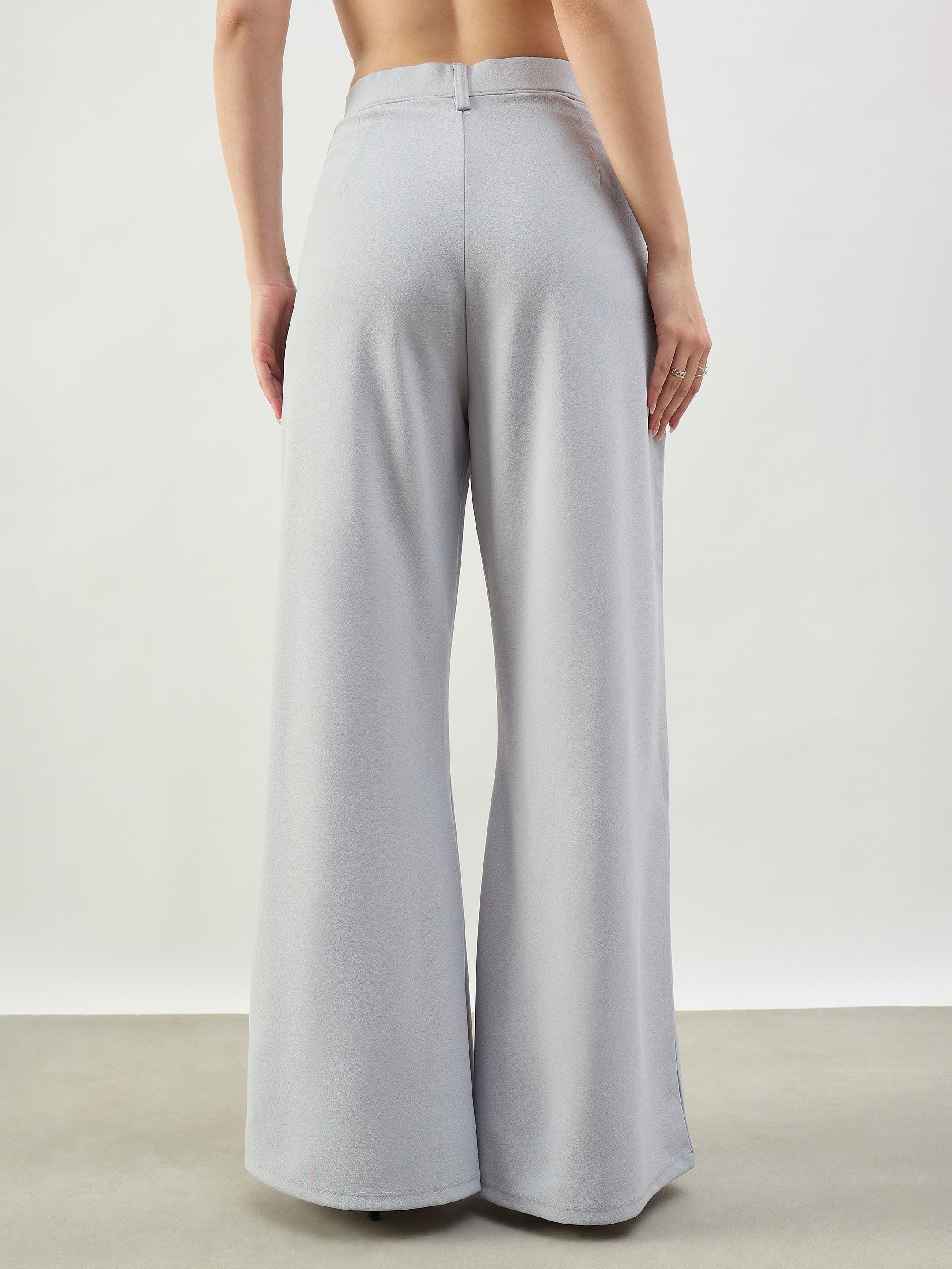 Grey Pleated Double Loop Korean Pants SASSAFRAS BASICS