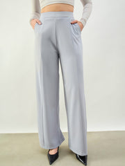 Grey Elasticated Waist Straight Fit Korean Pants SASSAFRAS BASICS