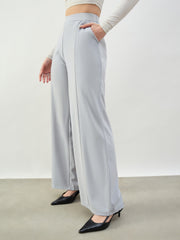 Grey Elasticated Waist Straight Fit Korean Pants SASSAFRAS BASICS