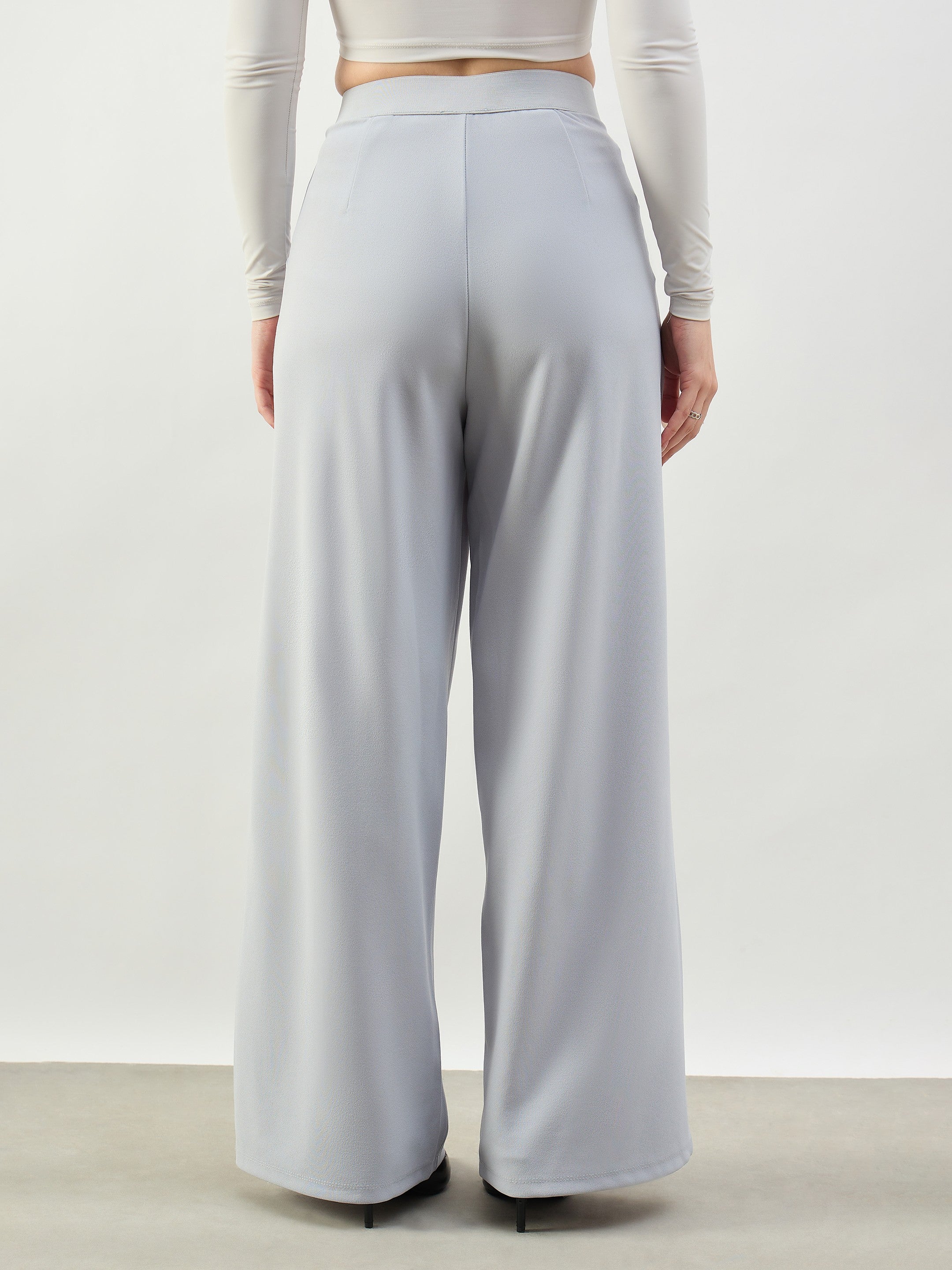 Grey Elasticated Waist Straight Fit Korean Pants SASSAFRAS BASICS