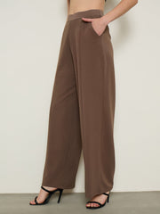 Brown Elasticated Waist Straight Fit Korean Pants SASSAFRAS BASICS