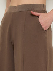 Brown Elasticated Waist Straight Fit Korean Pants SASSAFRAS BASICS