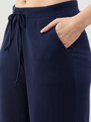 Navy Rib Drawstring Pants SASSAFRAS BASICS
