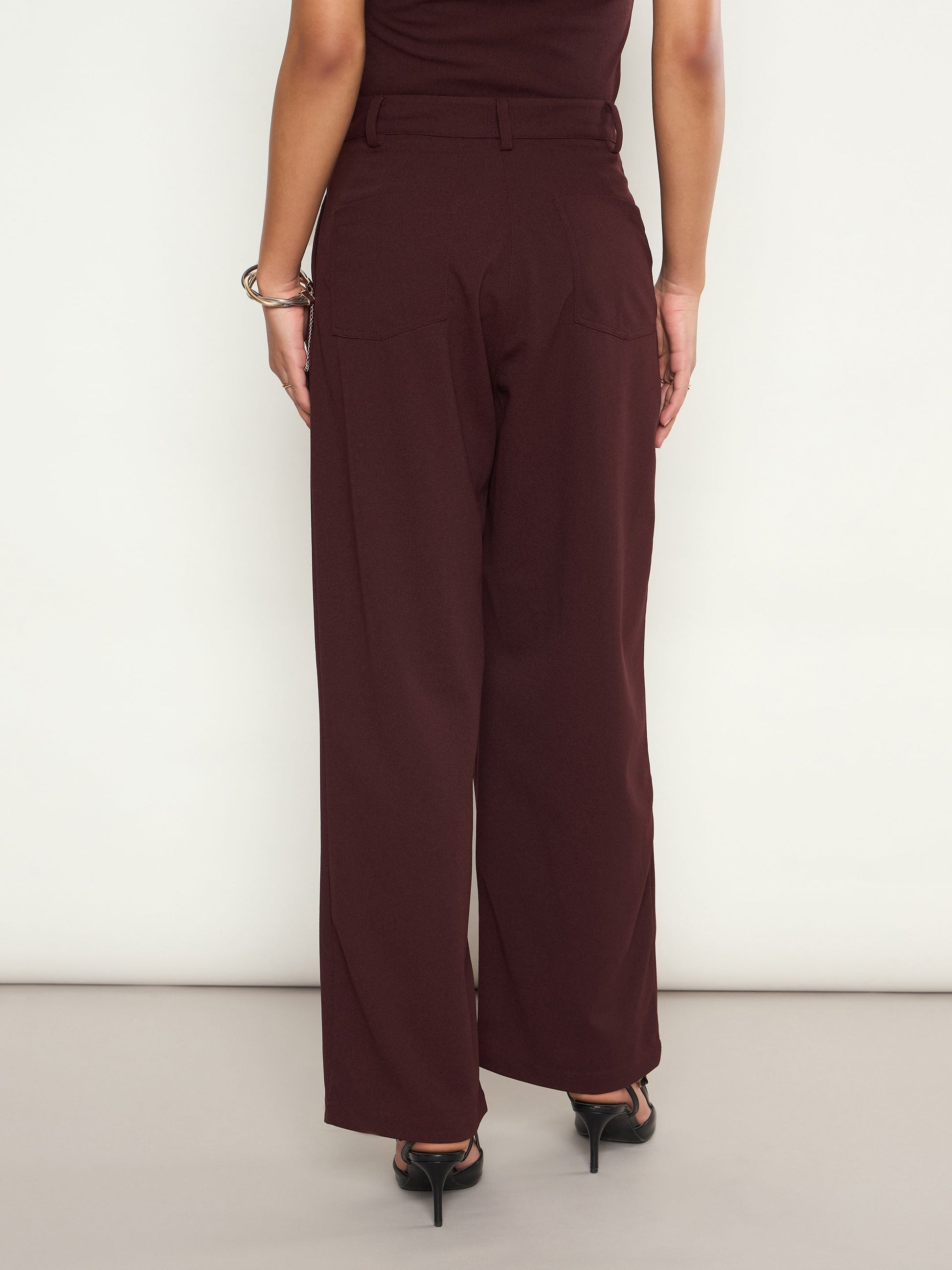 Burgundy Wrap Straight Pants SASSAFRAS