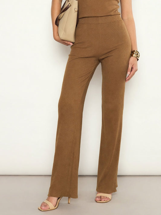 Tan Rib Elasticated Track Pants SASSAFRAS 