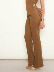 Tan Rib Elasticated Track Pants SASSAFRAS 
