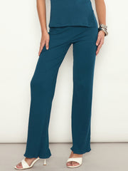 Teal Rib Elasticated Track Pants SASSAFRAS 