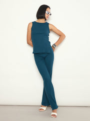 Teal Rib Elasticated Track Pants SASSAFRAS 