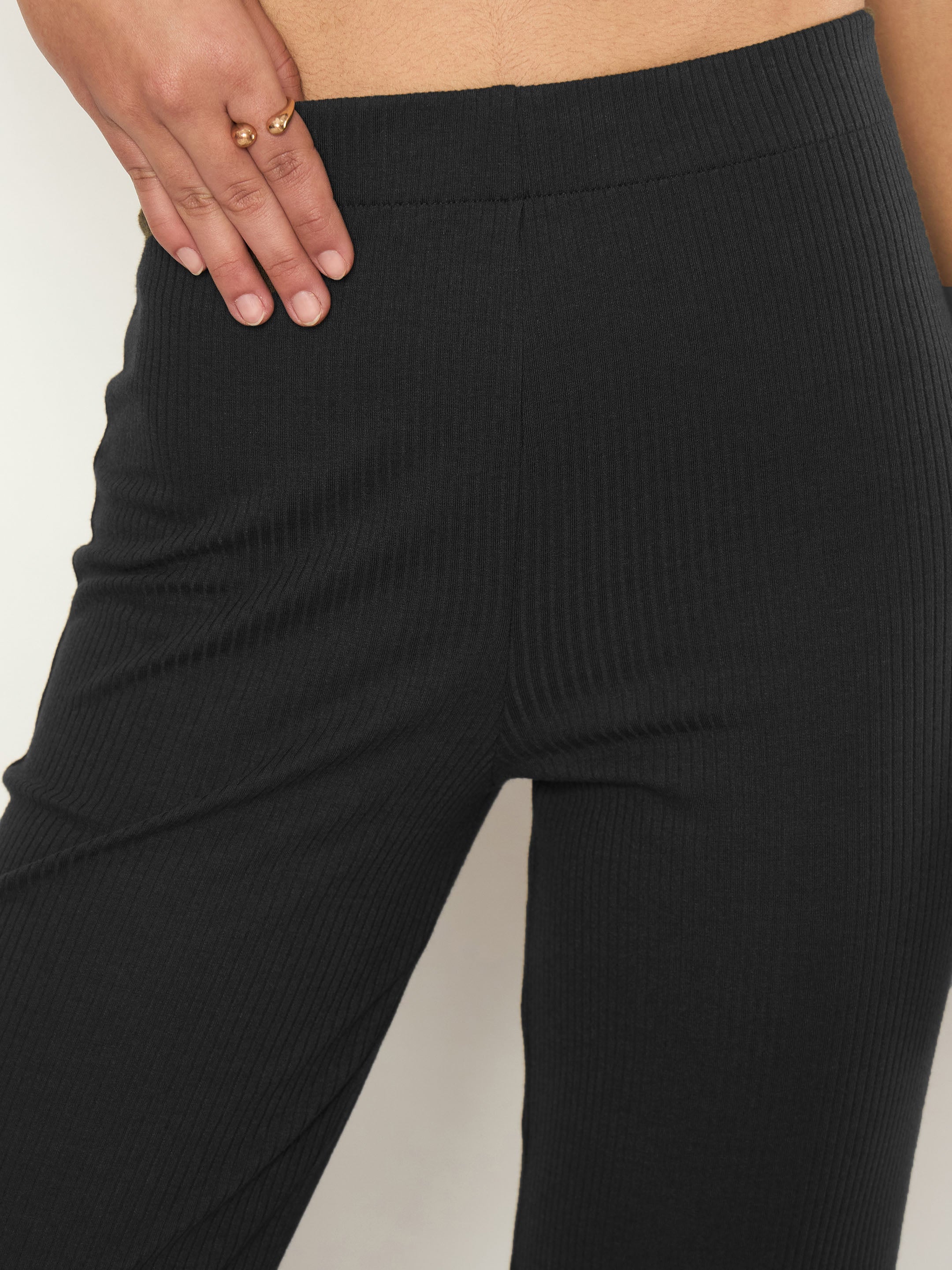 Black Rib Elasticated Track Pants SASSAFRAS 