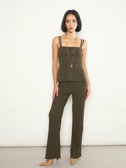 Olive Rib Elasticated Track Pants SASSAFRAS 