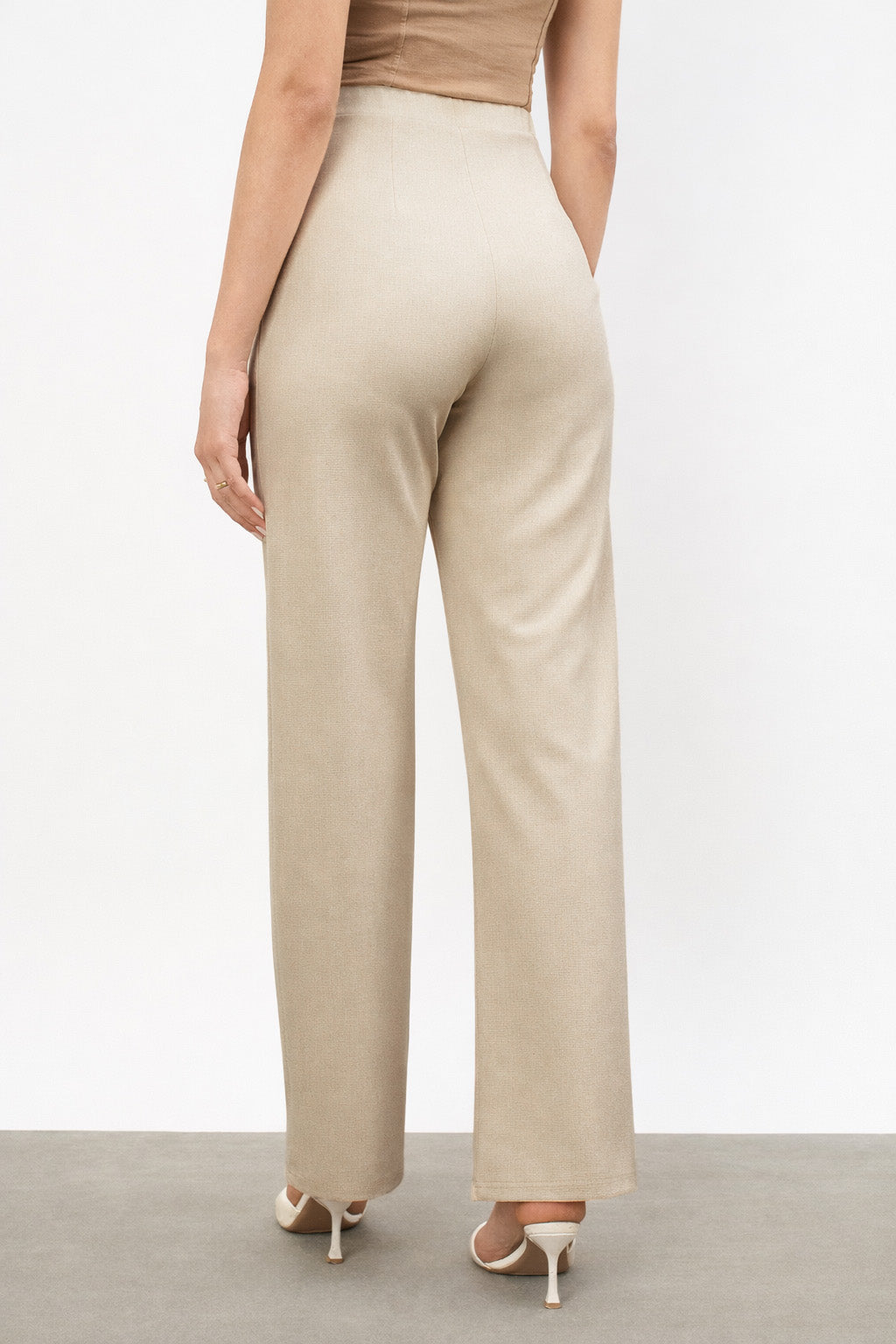Women Beige Roma Straight Fit Pants