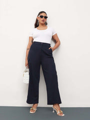 Women Navy Multi Pockets Cargo Pants