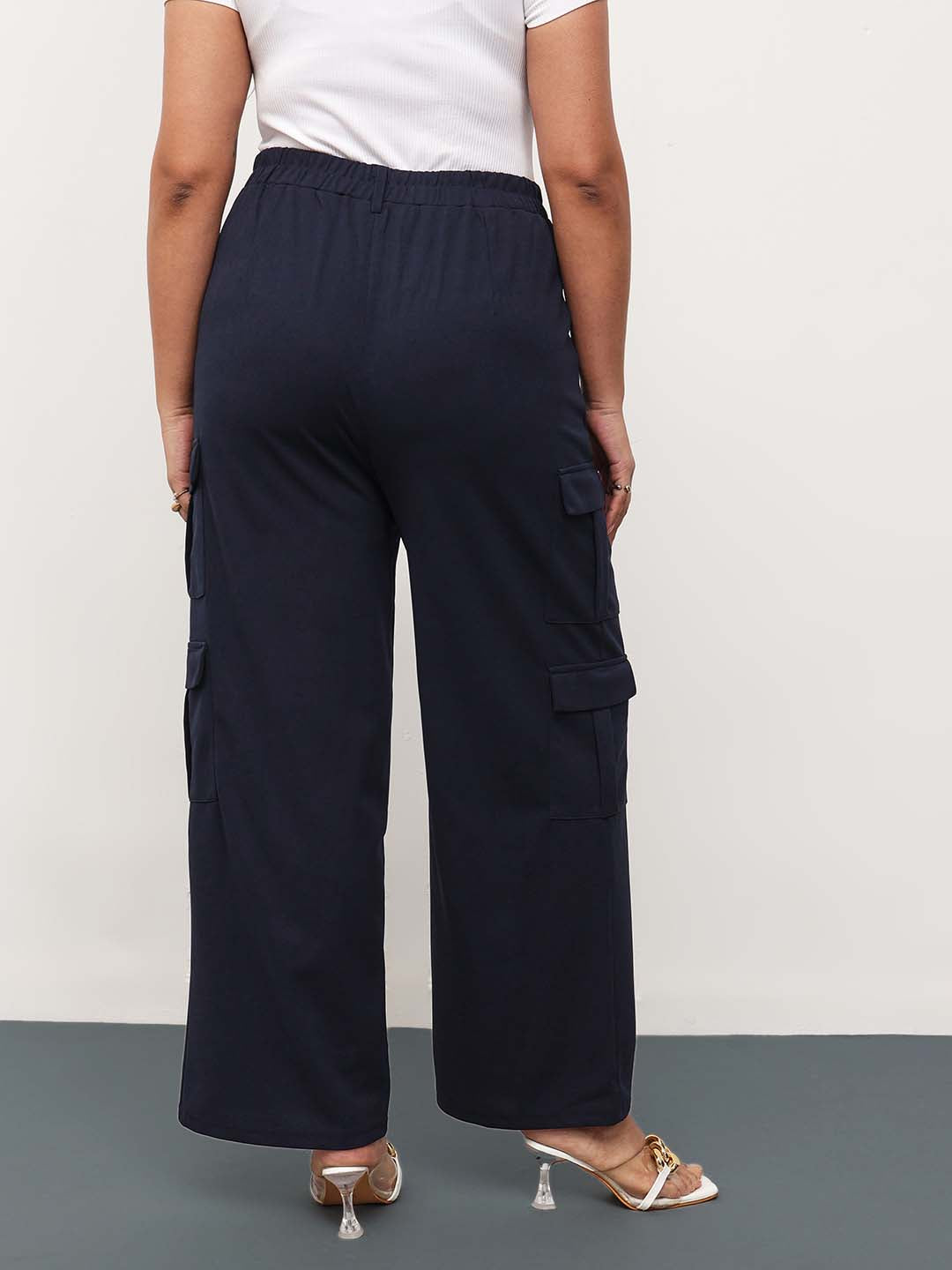 Women Navy Multi Pockets Cargo Pants