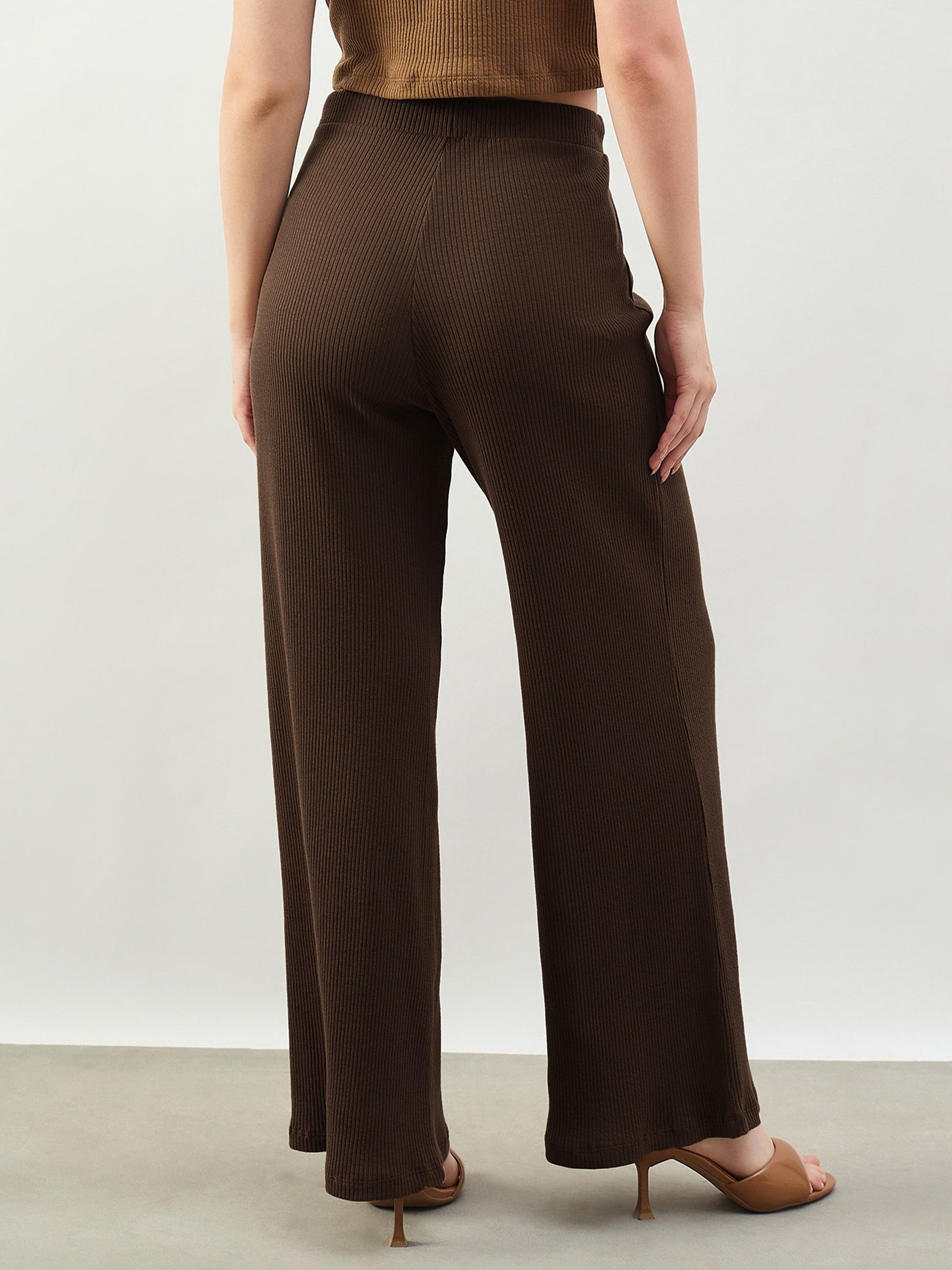Brown Rib Drawstring Pants-SASSAFRAS BASICS