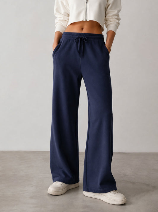 Navy Terry Track Pants-SASSAFRAS