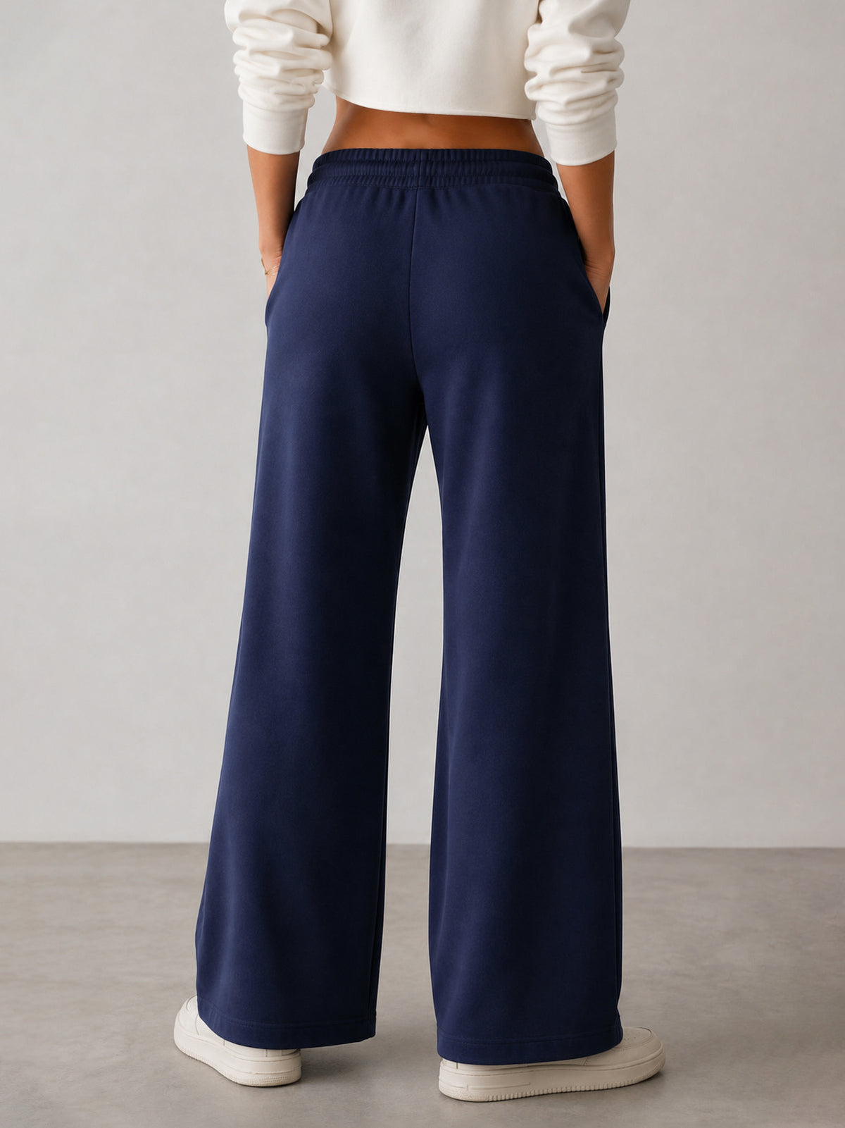 Navy Terry Track Pants-SASSAFRAS