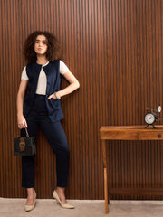 Women Navy Longline Top With Pants