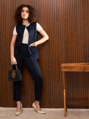 Women Navy Longline Top With Pants