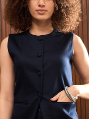 Women Navy Longline Top With Pants
