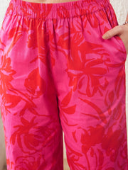 Sassafras - Women Magenta Floral Shirt With Lounge Pants