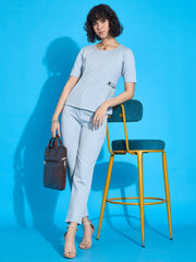 Women Pink Half Sleeves Top With Tapered Pants